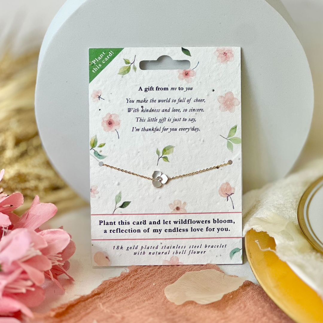Sustainable Jewellery Plantable Seed Cards - Blushing Blooms Bracelet