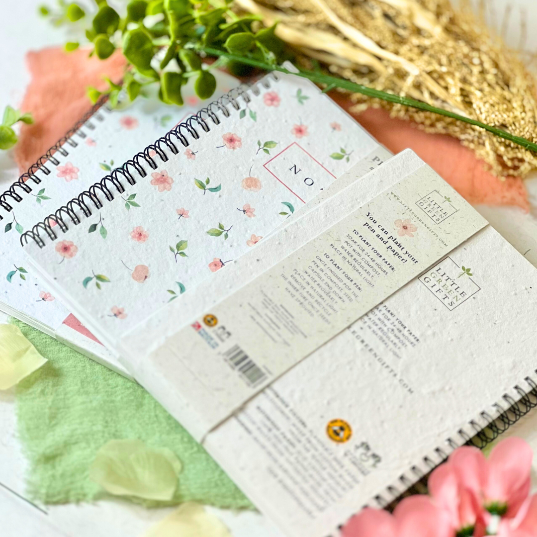 Eco-friendly Notebook & Pen Set - Blushing Blooms