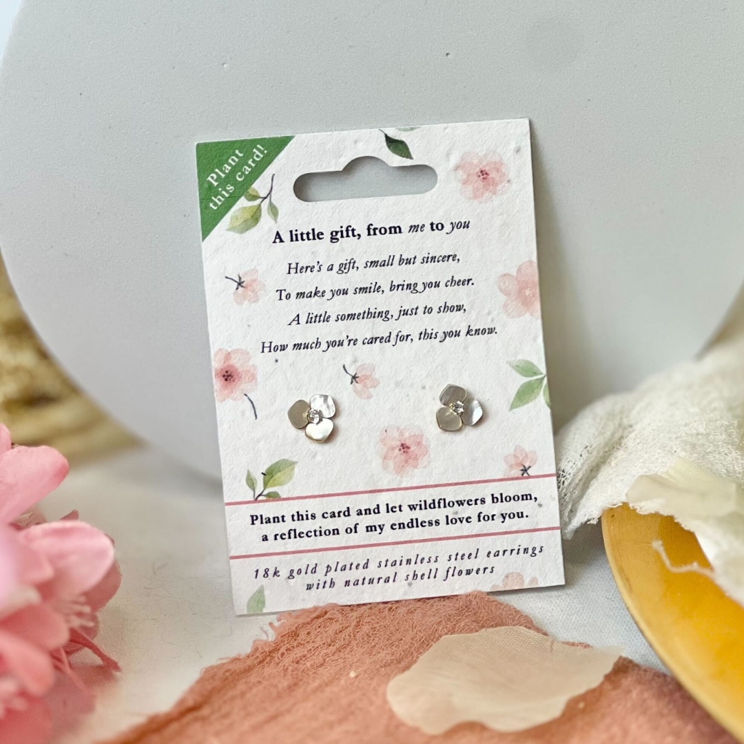 Sustainable Jewellery Plantable Seed Cards - Blushing Blooms Earrings