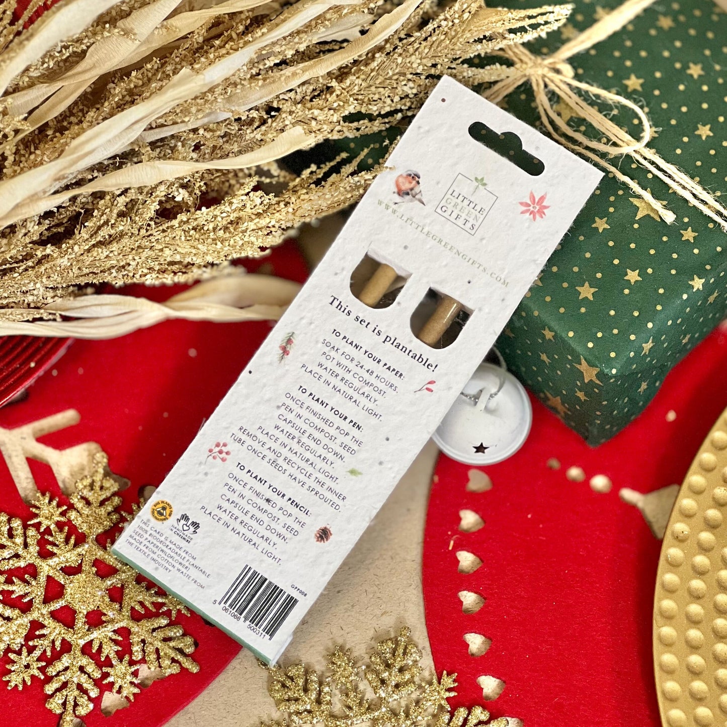 Pen & Pencil Set - Christmas Robins