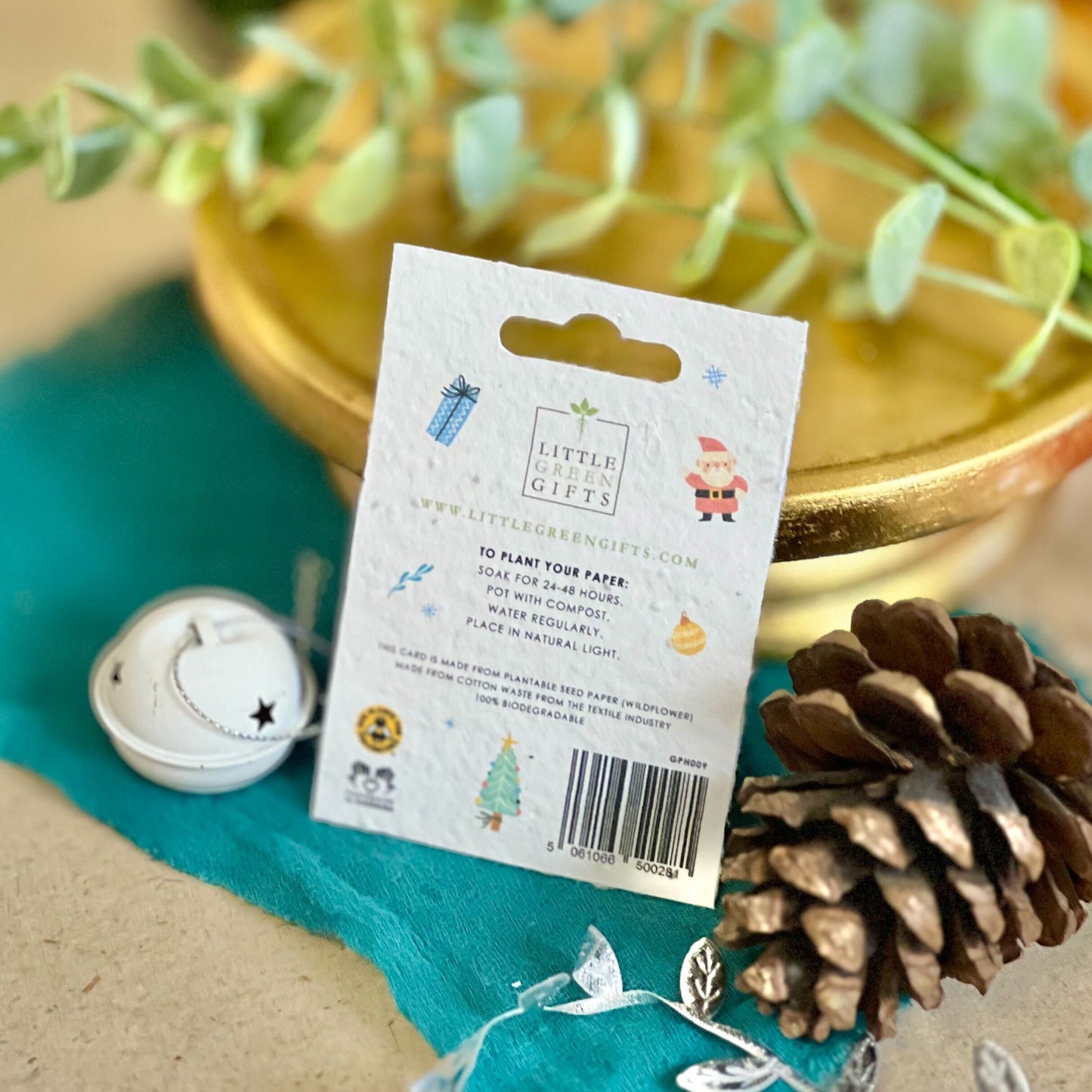 Pocket Hug – Christmas Cheer on a seed paper backing card, plant to grow wildflowers – unique eco-friendly gifts