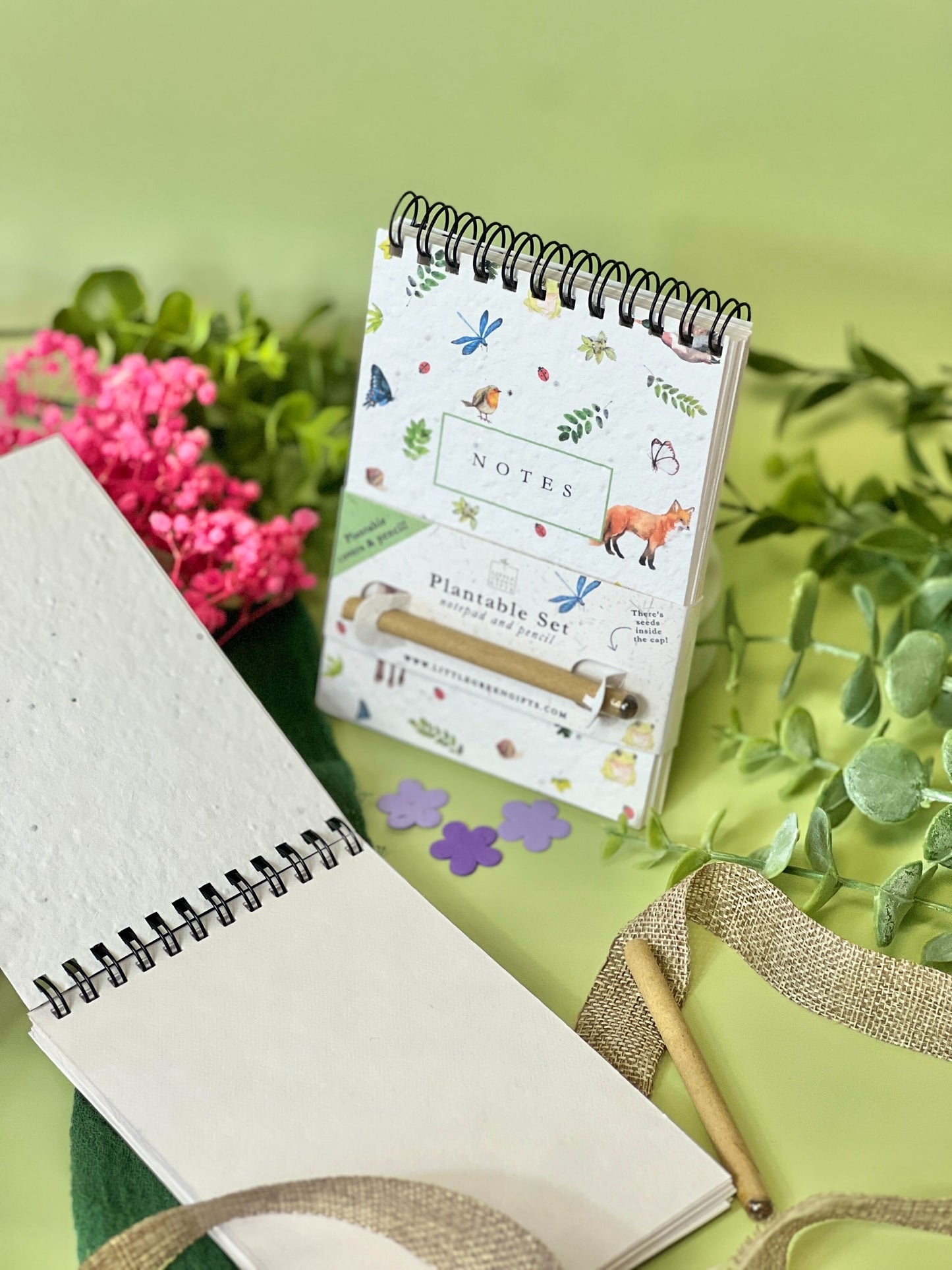 Eco-friendly Mini Plantable Notepad & Pencil Set - Woodland Wonders