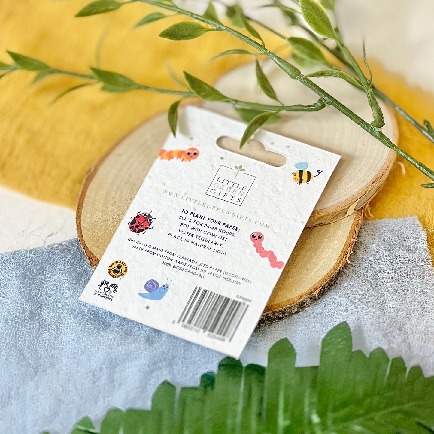 Pocket Hug โ Bug Bonanza on a seed paper backing card, plant to grow wildflowers โ unique eco-friendly gifts