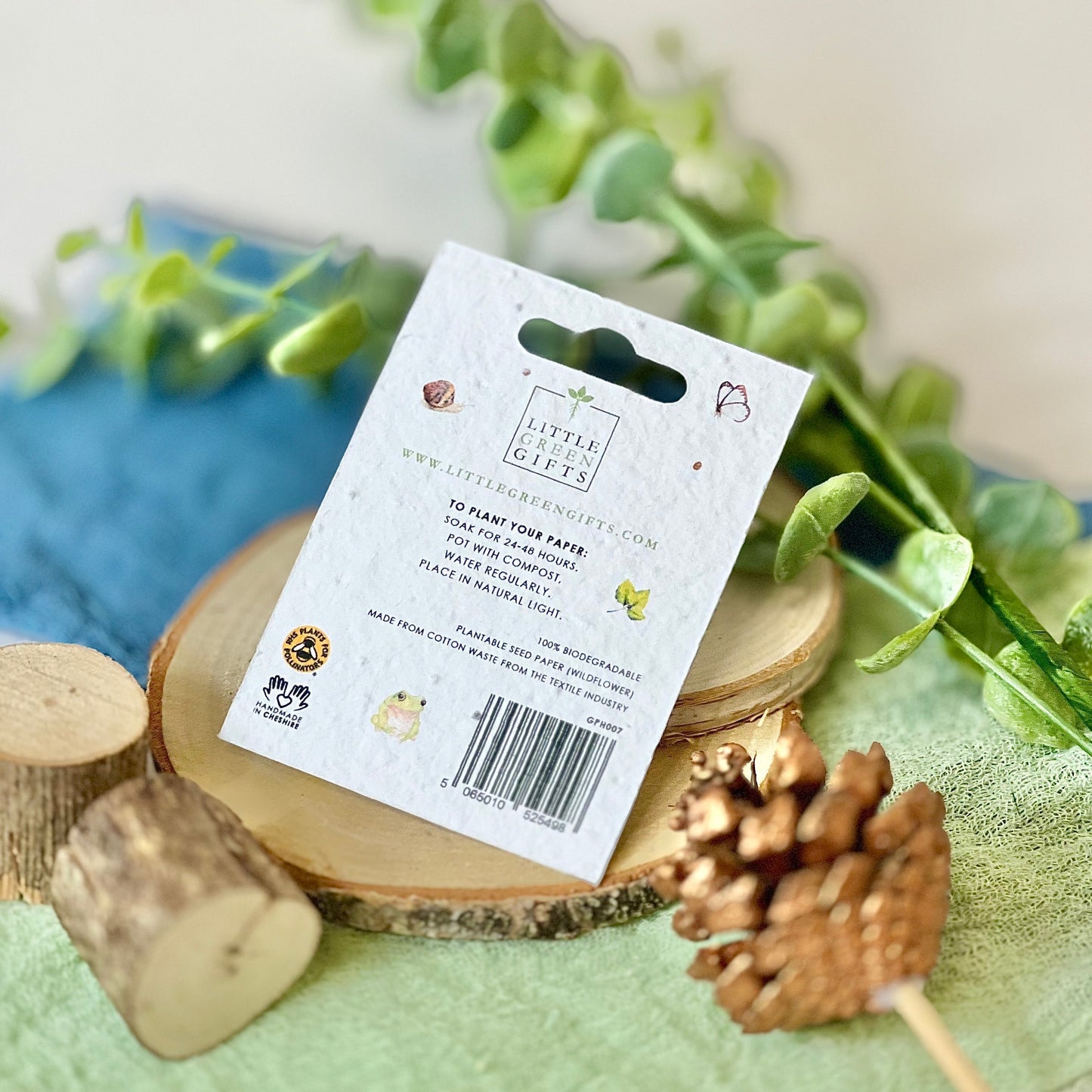 Pocket Hug – Woodland Wonders on a seed paper backing card, plant to grow wildflowers – unique eco-friendly gifts