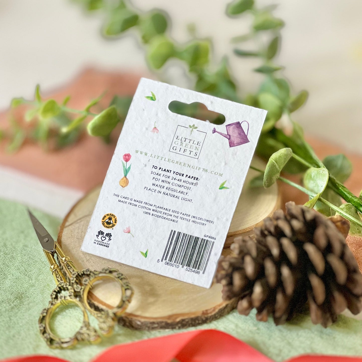 Pocket Hug – Gardening Glee on a seed paper backing card, plant to grow wildflowers – unique eco-friendly gifts