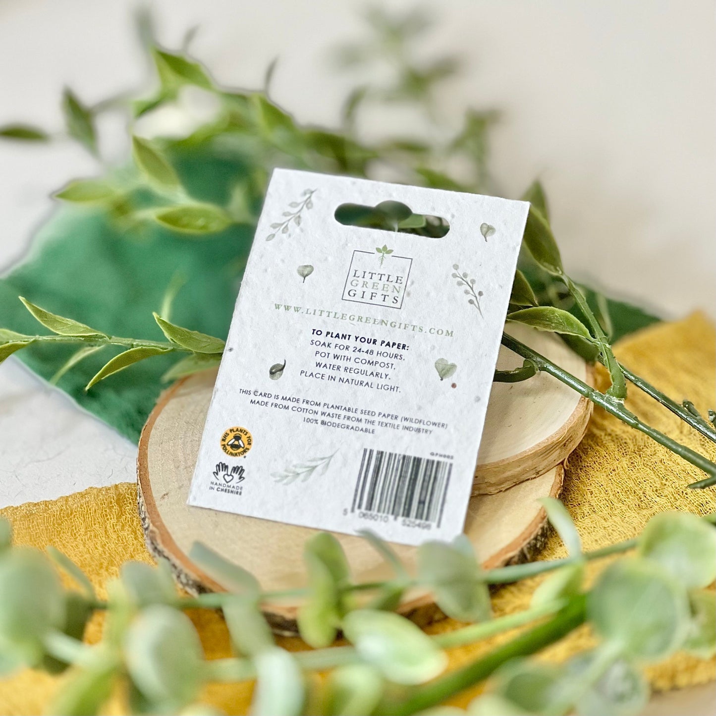 Pocket Hug – Eucalyptus Embrace on a seed paper backing card, plant to grow wildflowers – unique eco-friendly gifts