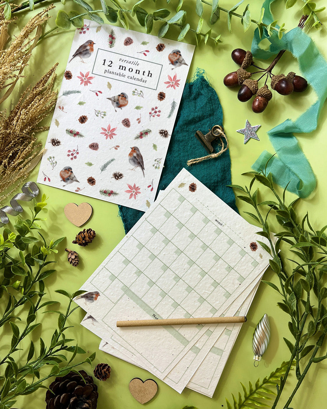 Plantable Versatile Calendar - Christmas Robins