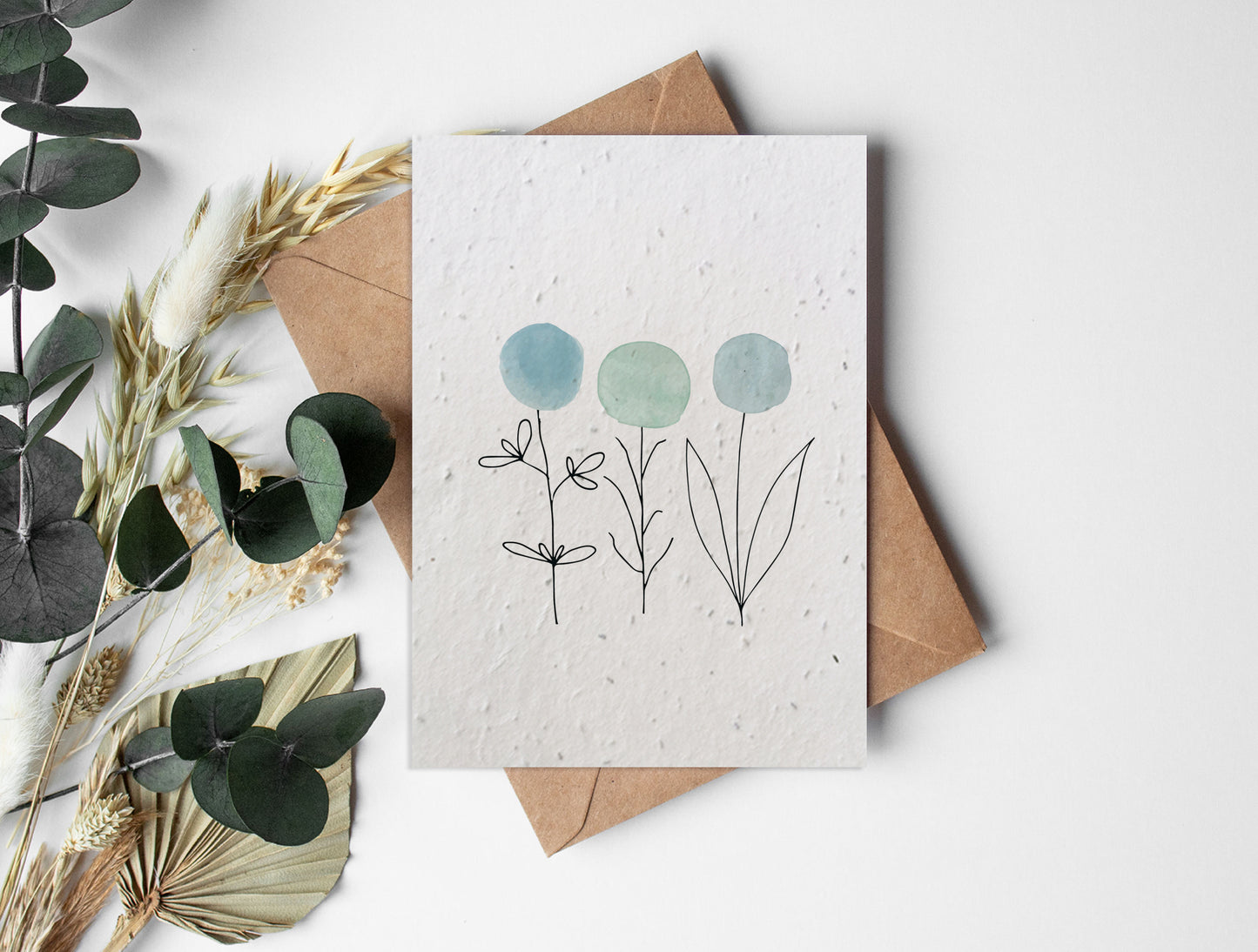 Classics - Teal Watercolour Flowers
