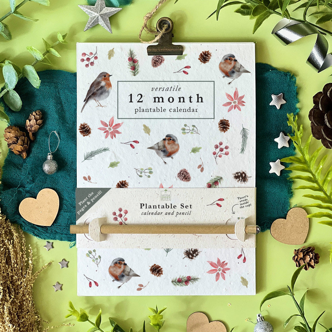 Plantable Versatile Calendar - Christmas Robins