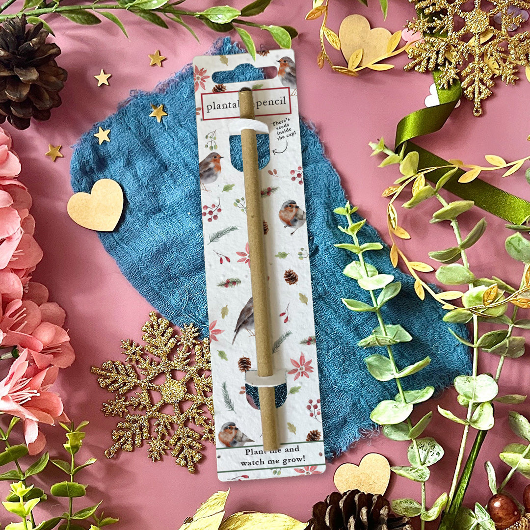 Eco-Friendly Plant-a-Pencil - Christmas Robins