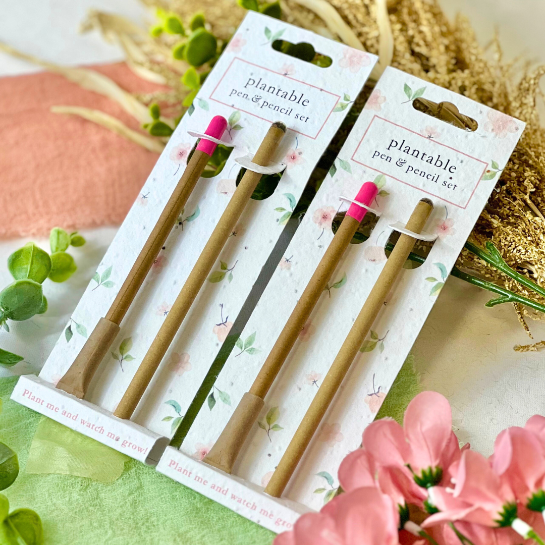 Pen & Pencil Set - Blushing Blooms