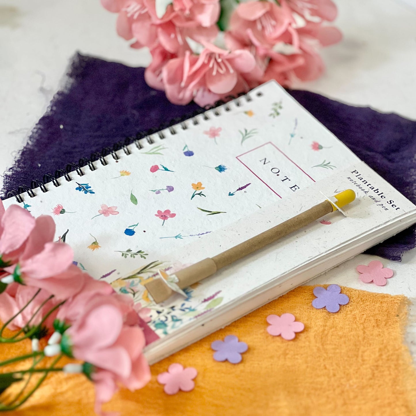 Eco-friendly notebook and pen set - Summer Meadows