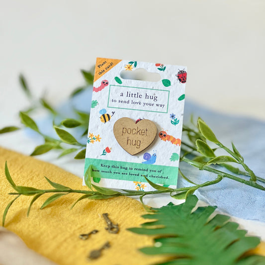 Pocket Hug – Bug Bonanza on a seed paper backing card, plant to grow wildflowers – unique eco-friendly gifts