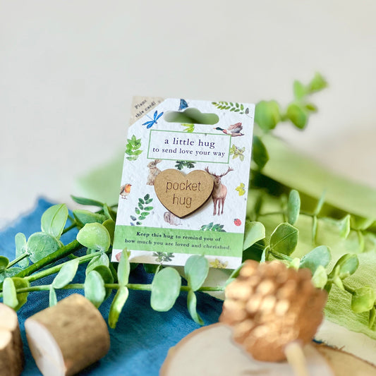 Pocket Hug – Woodland Wonders on a seed paper backing card, plant to grow wildflowers – unique eco-friendly gifts