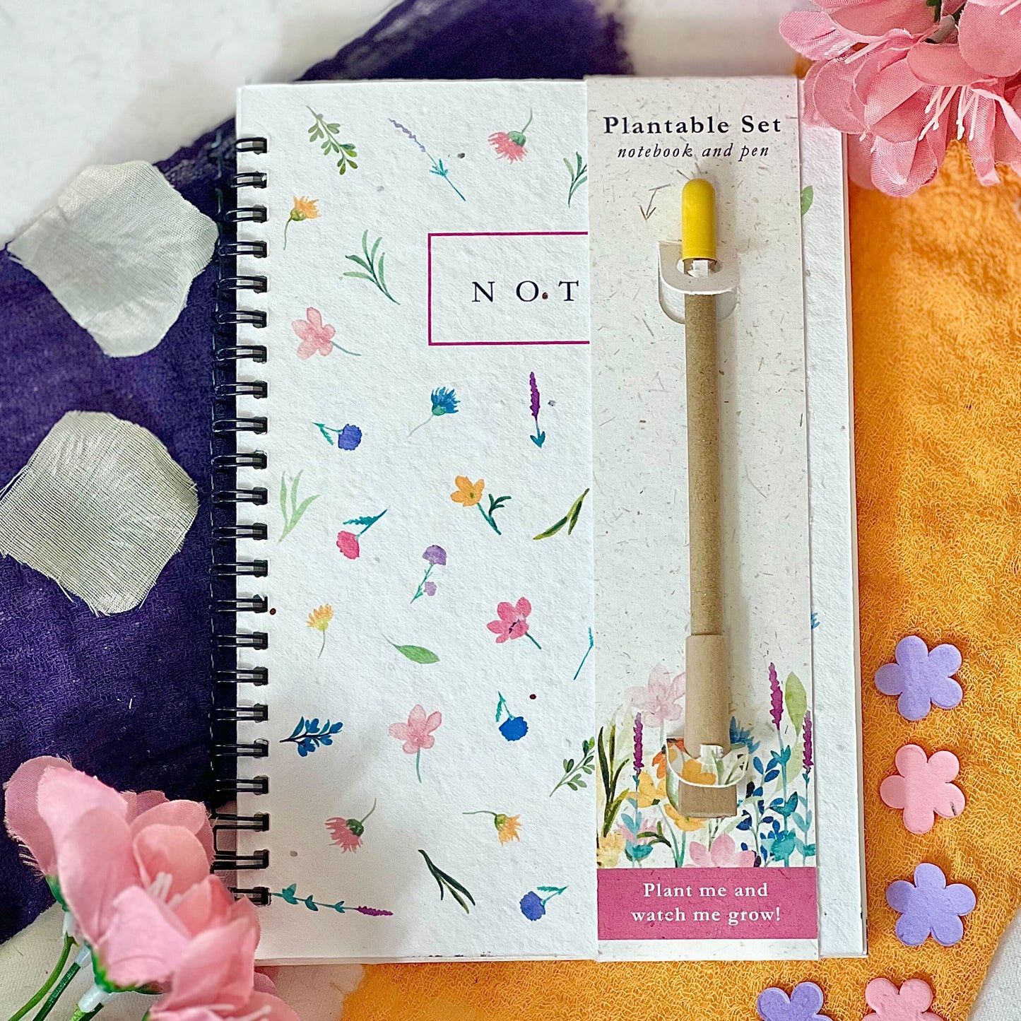 Eco-friendly notebook and pen set - Summer Meadows