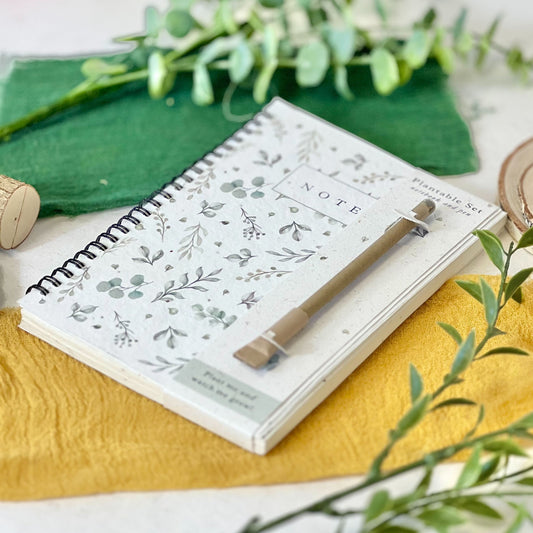 Eco-friendly notebook and pen set – sustainable stationery gift