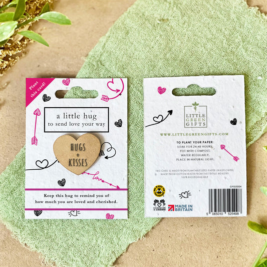 Pocket Hug – Love Notes on a seed paper backing card, plant to grow wildflowers – unique eco-friendly gifts