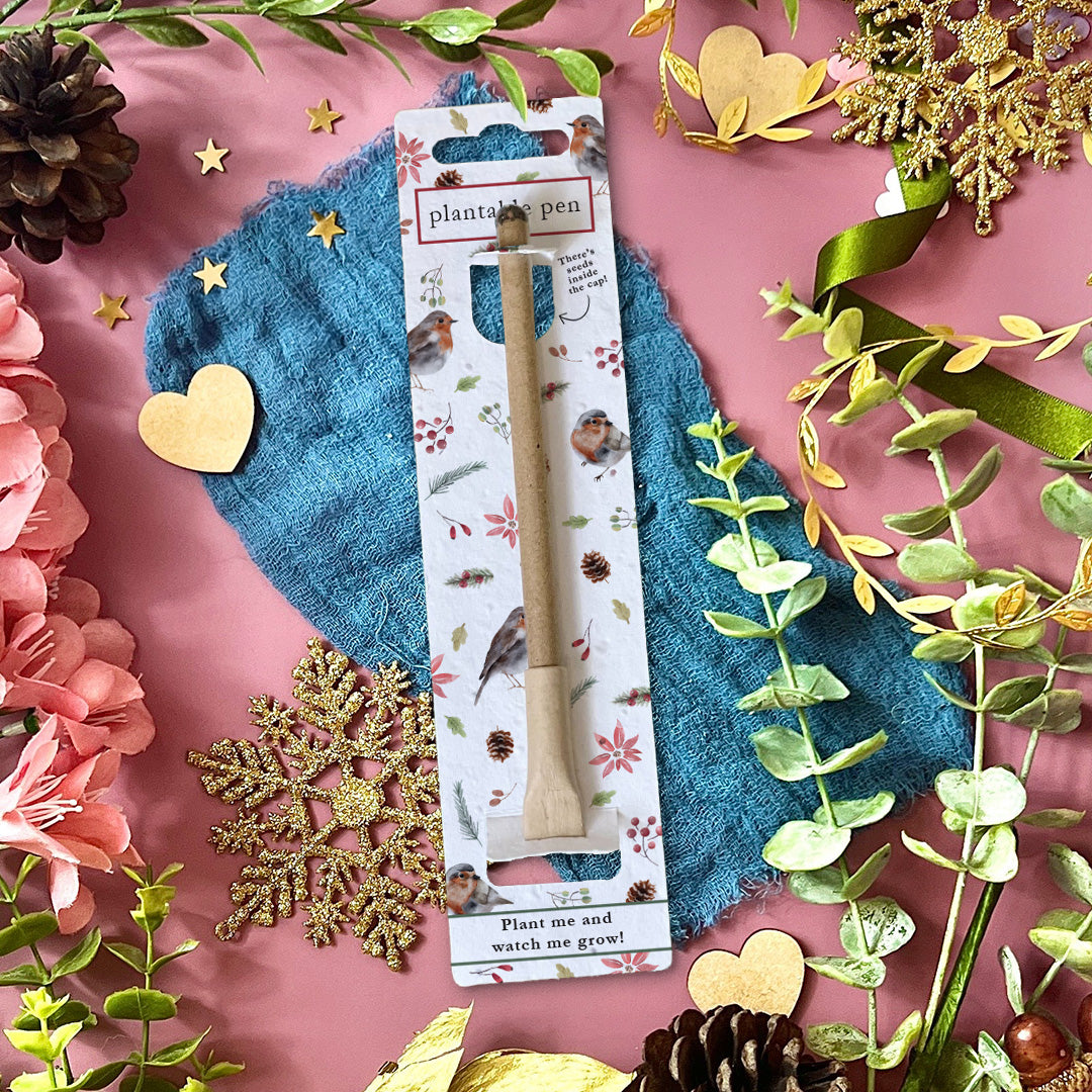 Eco-Friendly Plant-a-Pen - Christmas Robins