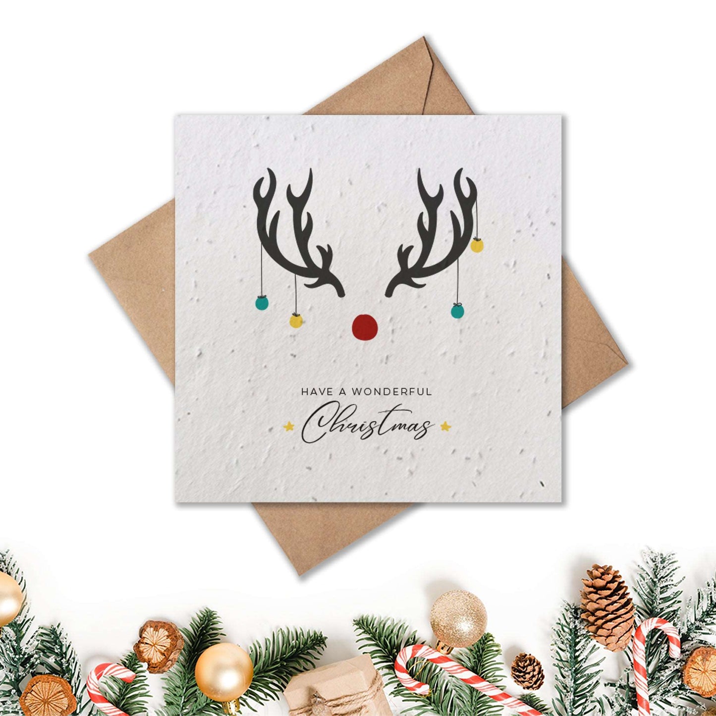 Christmas Card - Antler Baubles