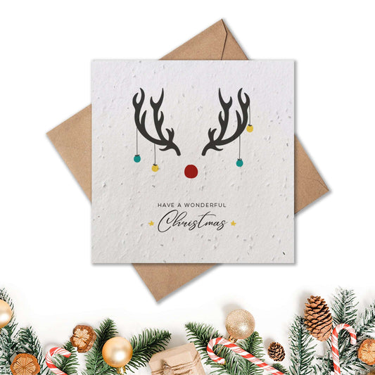 Christmas Card - Antler Baubles
